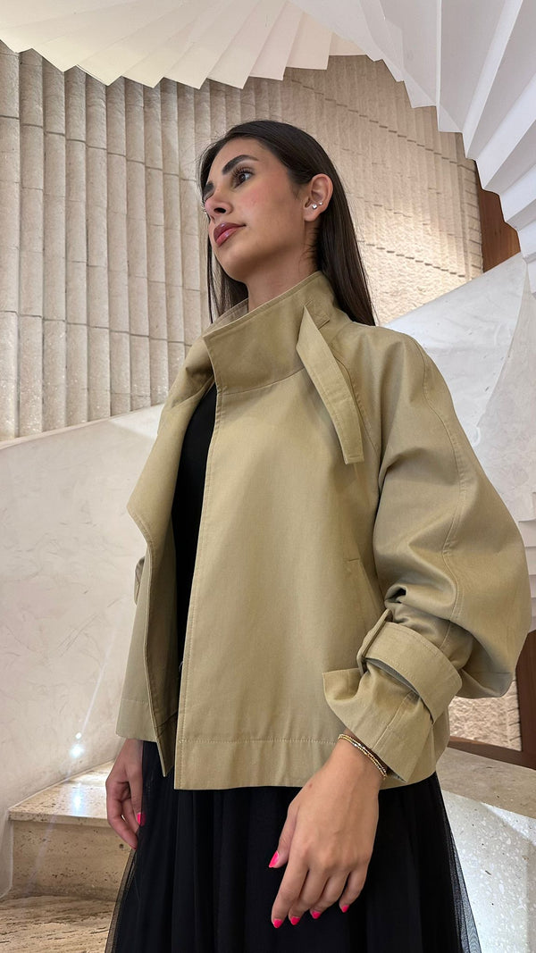 Overlay Cropped Trench Coat - COBCC6001