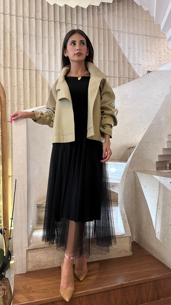 Overlay Cropped Trench Coat - COBCC6001