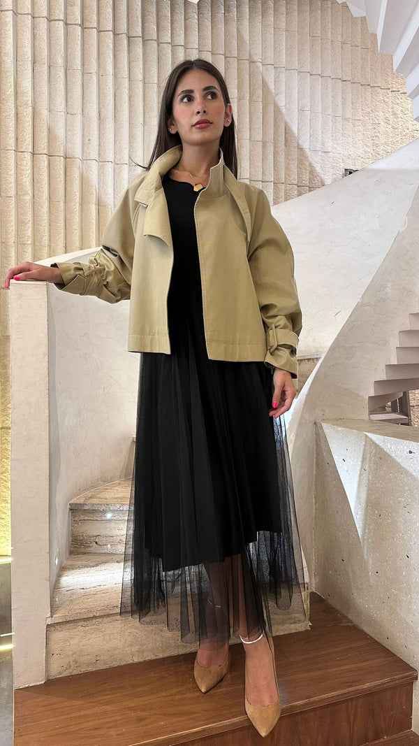 Overlay Cropped Trench Coat - COBCC6001