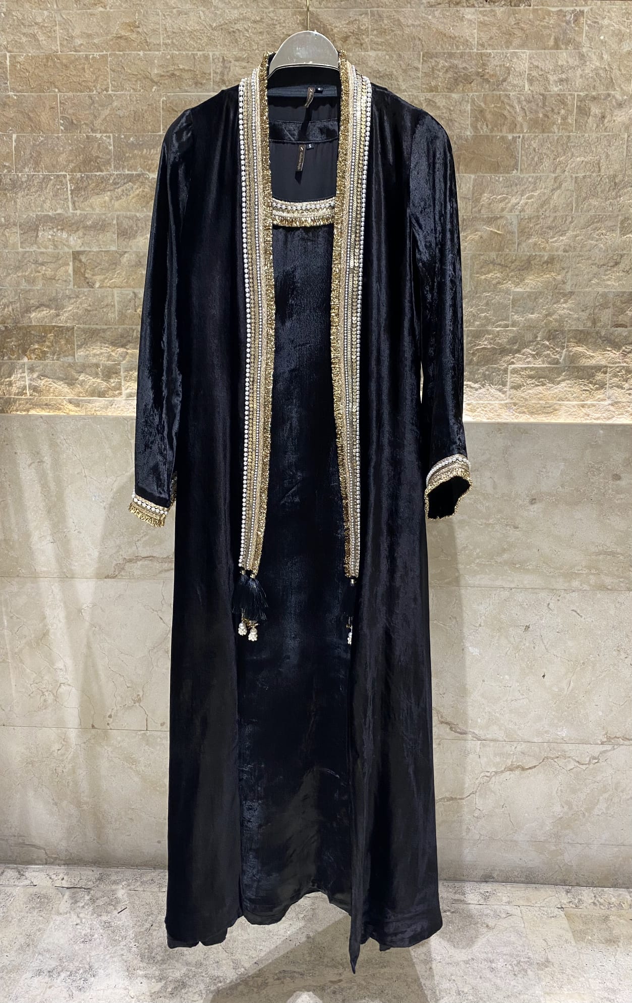 Velvet Pearl Set Dress and Cardigan - Brown Loft