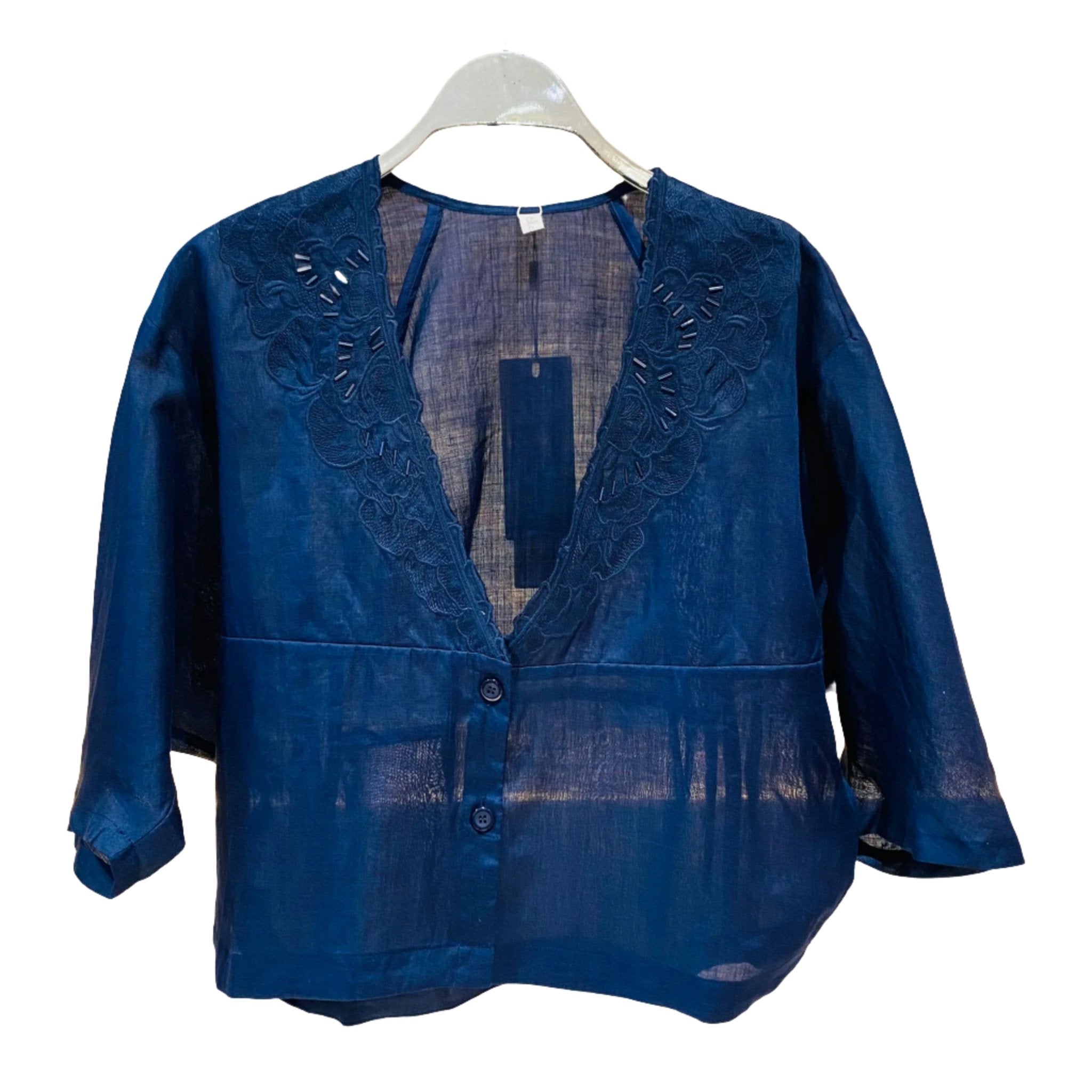 EA-24S-576 Embroidered Short Mushroom Top