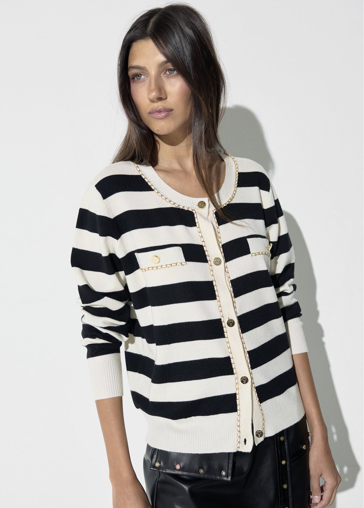 LF2611019.2N0 Striped Chain Cardigan