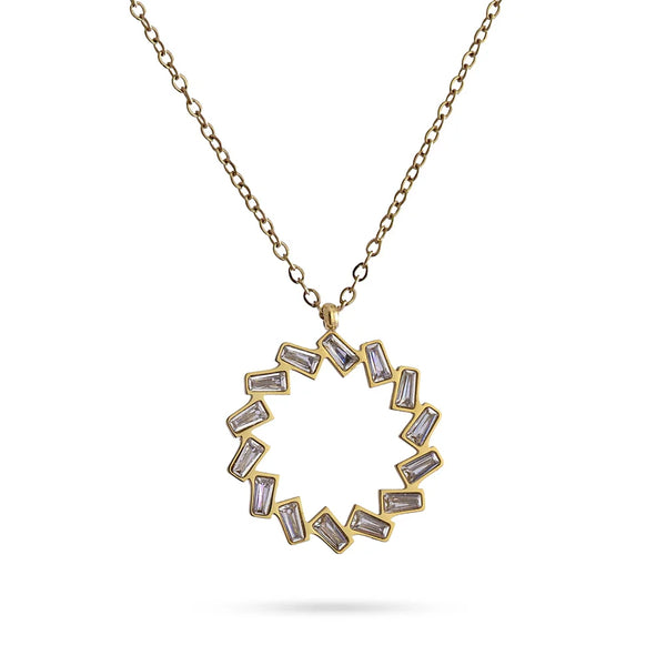 Chain Necklace with Round Circle Pendant - BCO819