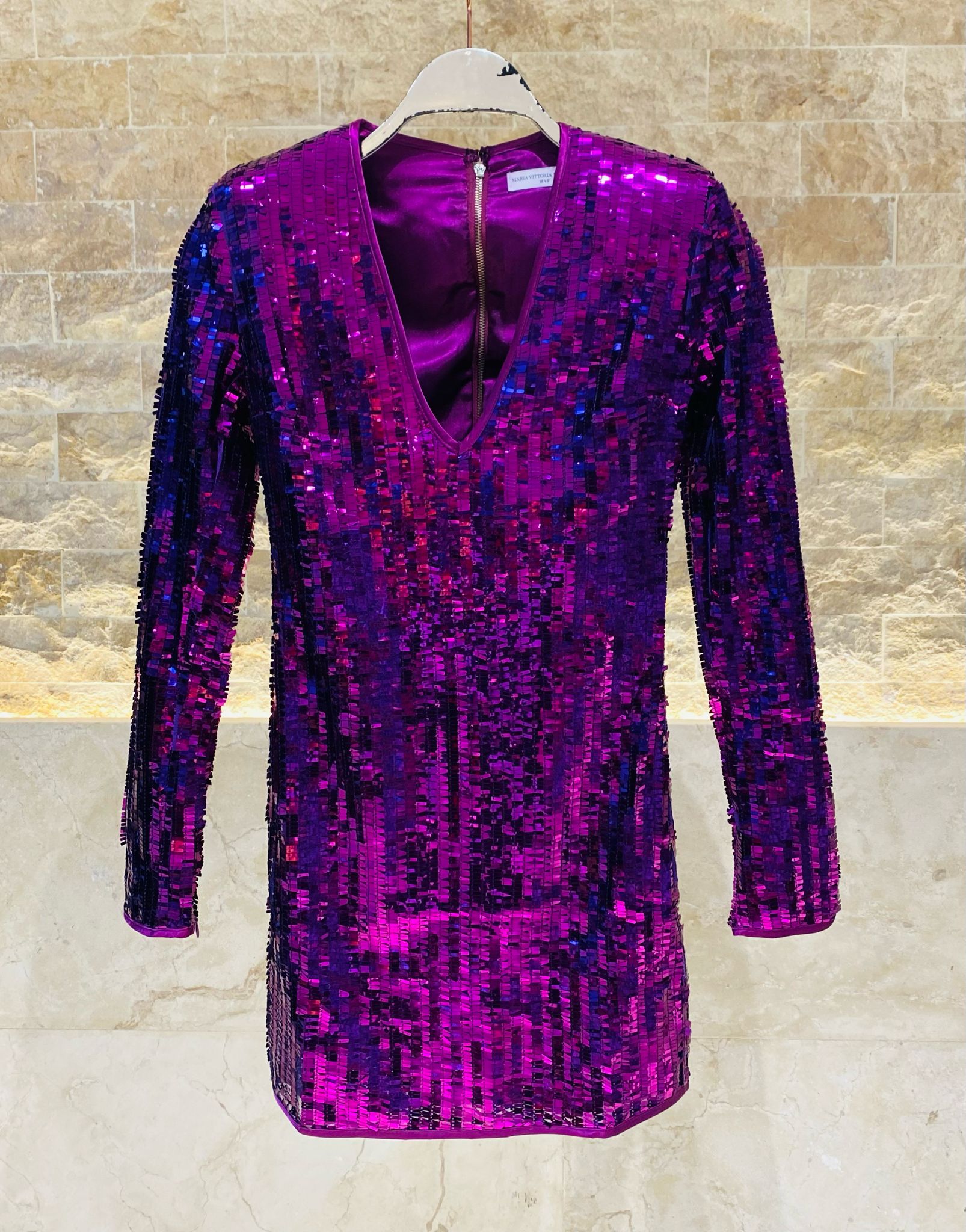 E3AB156 Vibrant Purple Sequins Mini Dress