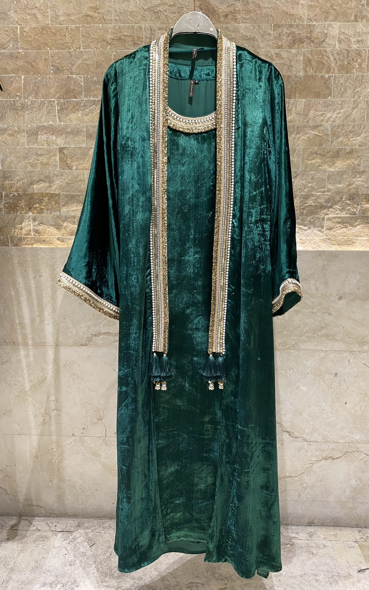 Velvet Pearl Set Dress and Cardigan - Brown Loft