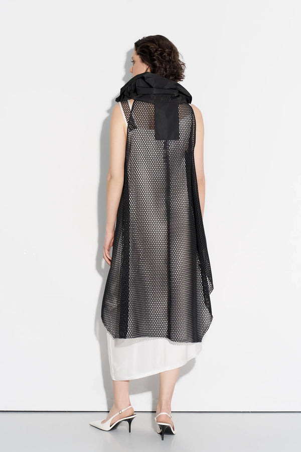Collared Tie Ribbon Mesh Vest - BZ1047