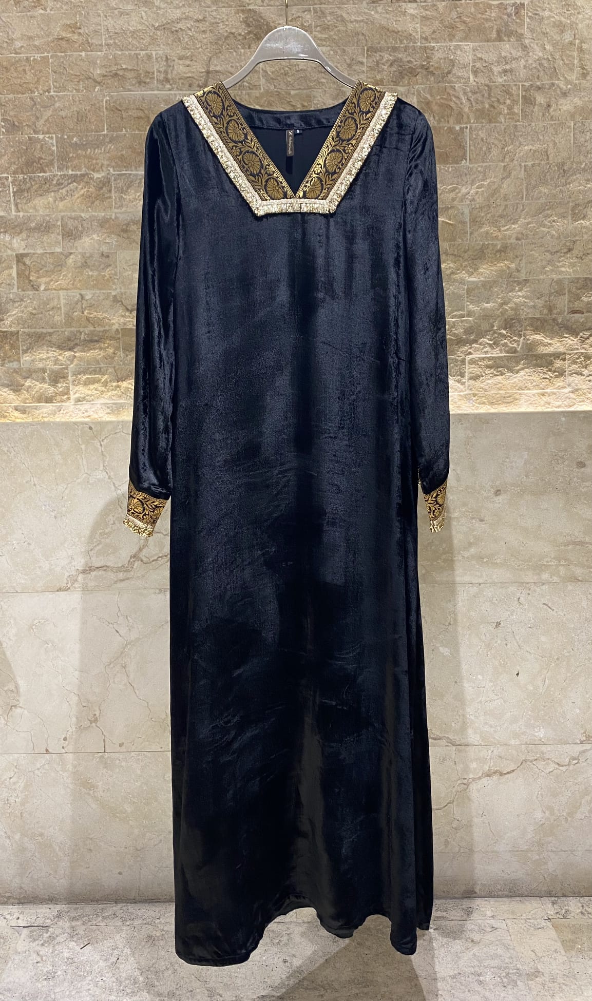 Velvet Fringe Kaftan - Brown Loft