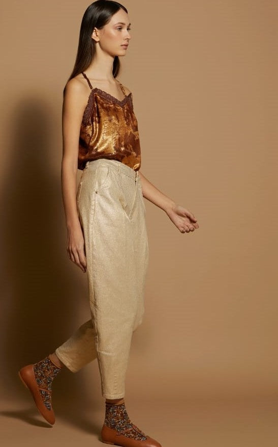 Gold Effect Pants - M100P03NUT