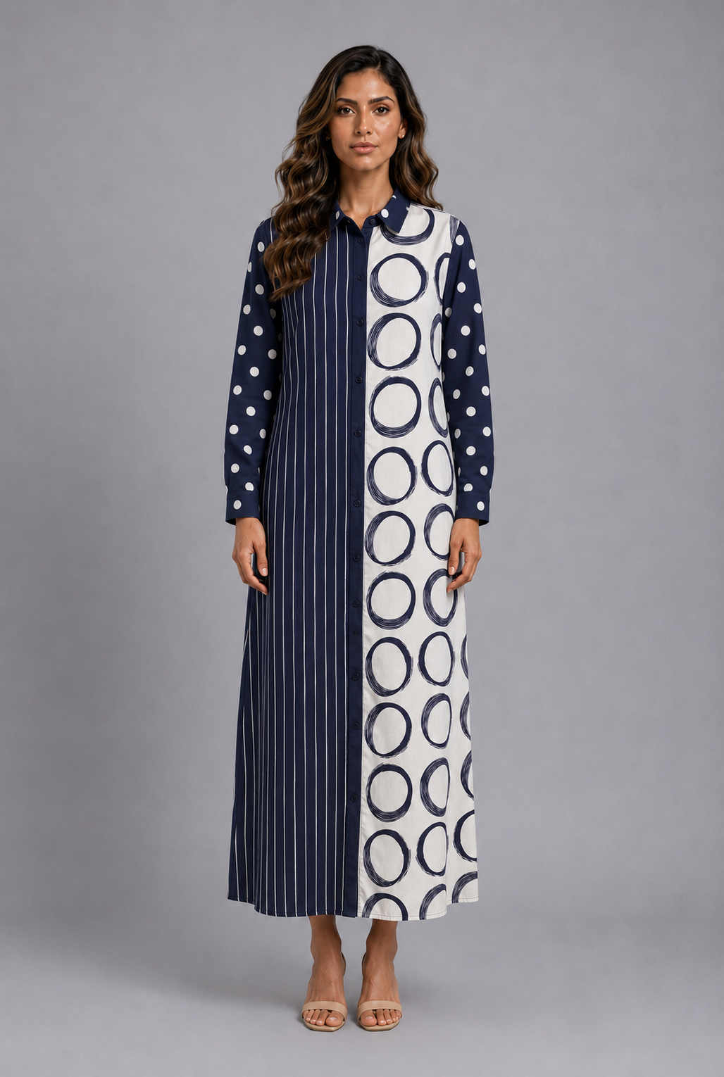 TDM77925 Mixed Print Midi Dress