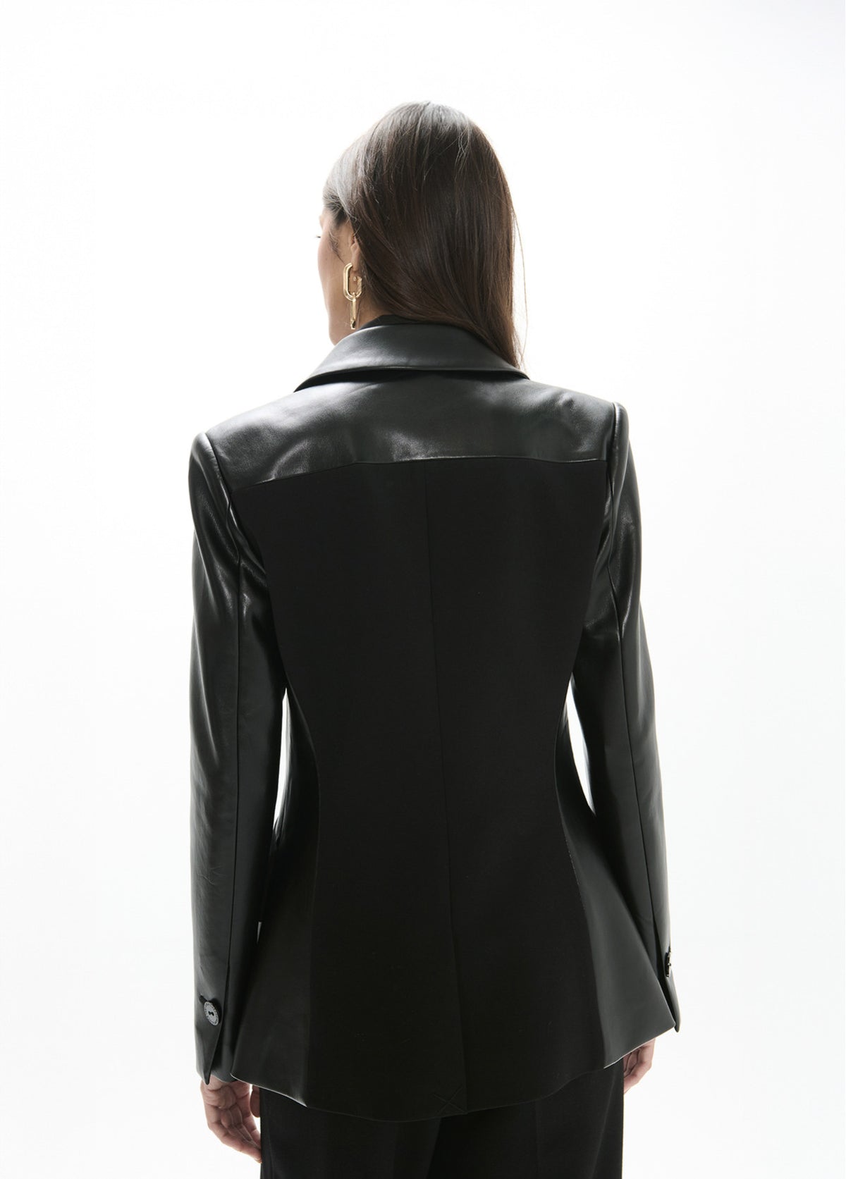 LF2602012 Faux Leather and Tailored Fabric Body Mix Jacket
