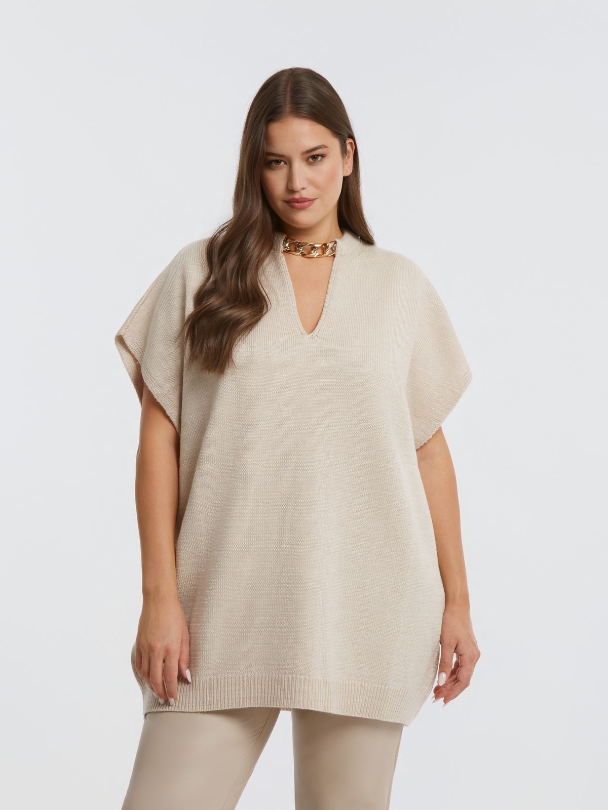 8401.5018 Long Knit Tunic Top - Brown Loft