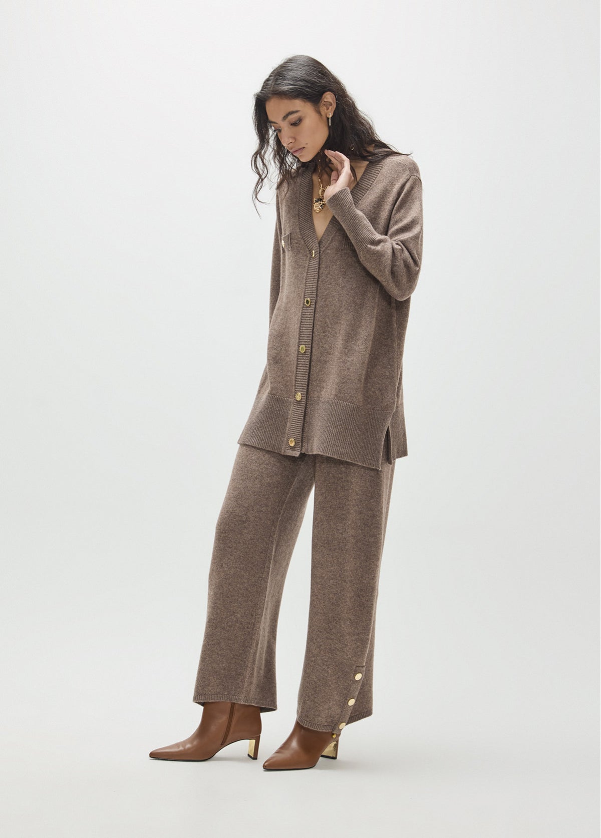 MF2611024 Wool Blend Melange Cardigan