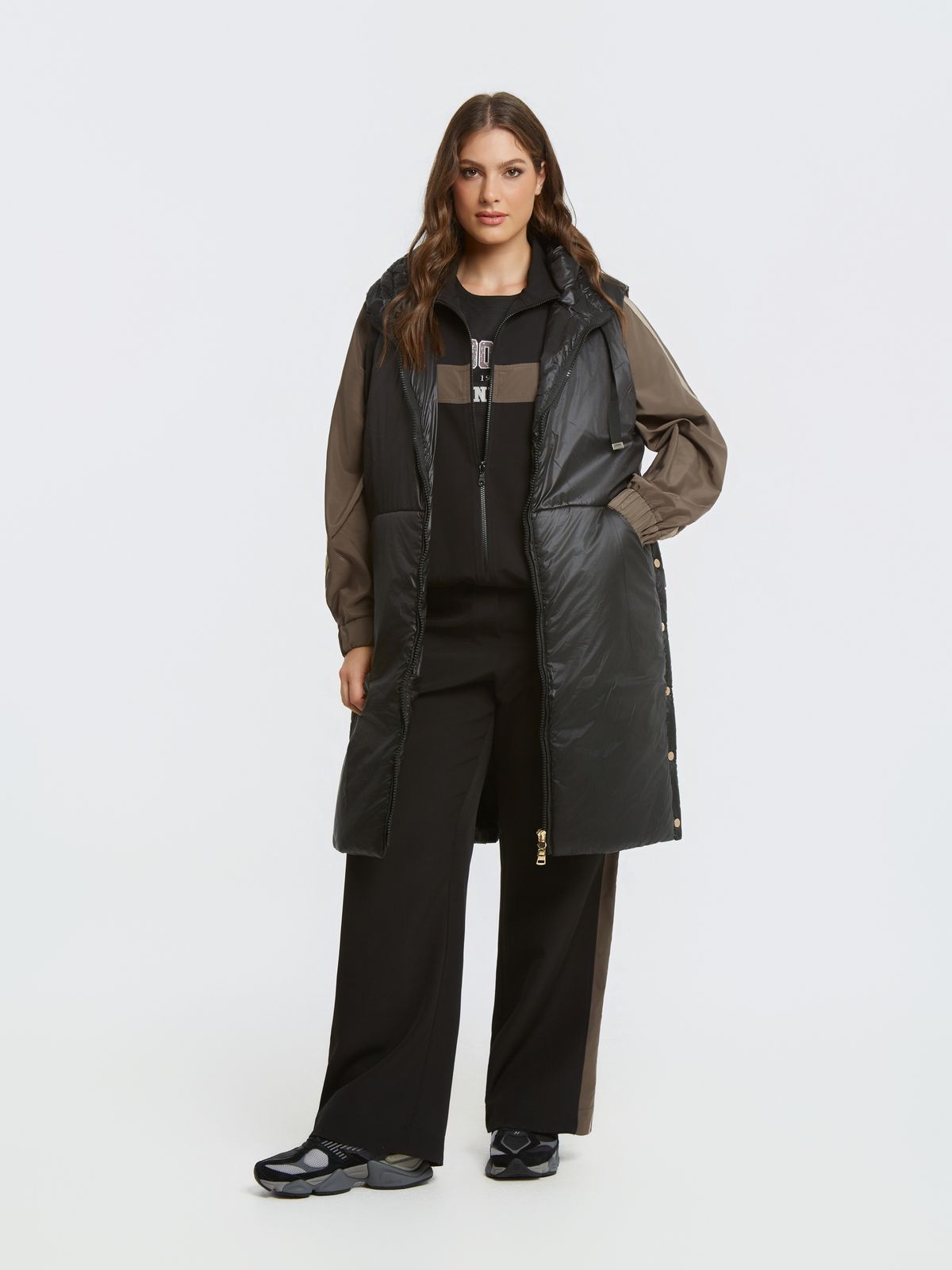 0004.3504 Puffer Metallic Sleeveless Jacket - Brown Loft