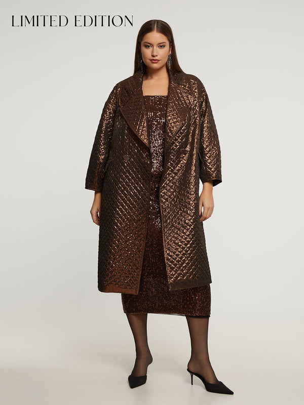 Metallic Quilted Oversized Coat - 8201.4056