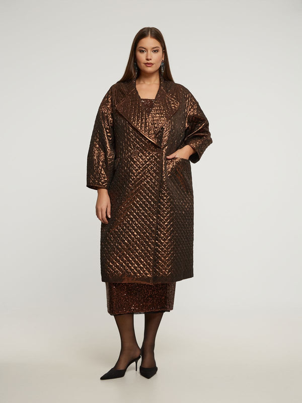 Metallic Quilted Oversized Coat - 8201.4056