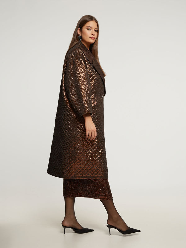 Metallic Quilted Oversized Coat - 8201.4056