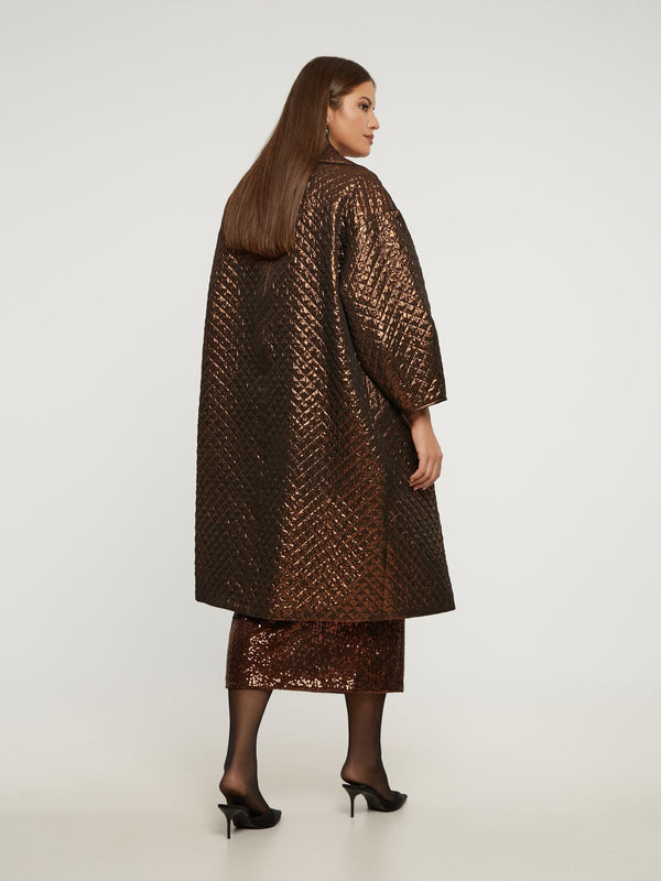 Metallic Quilted Oversized Coat - 8201.4056
