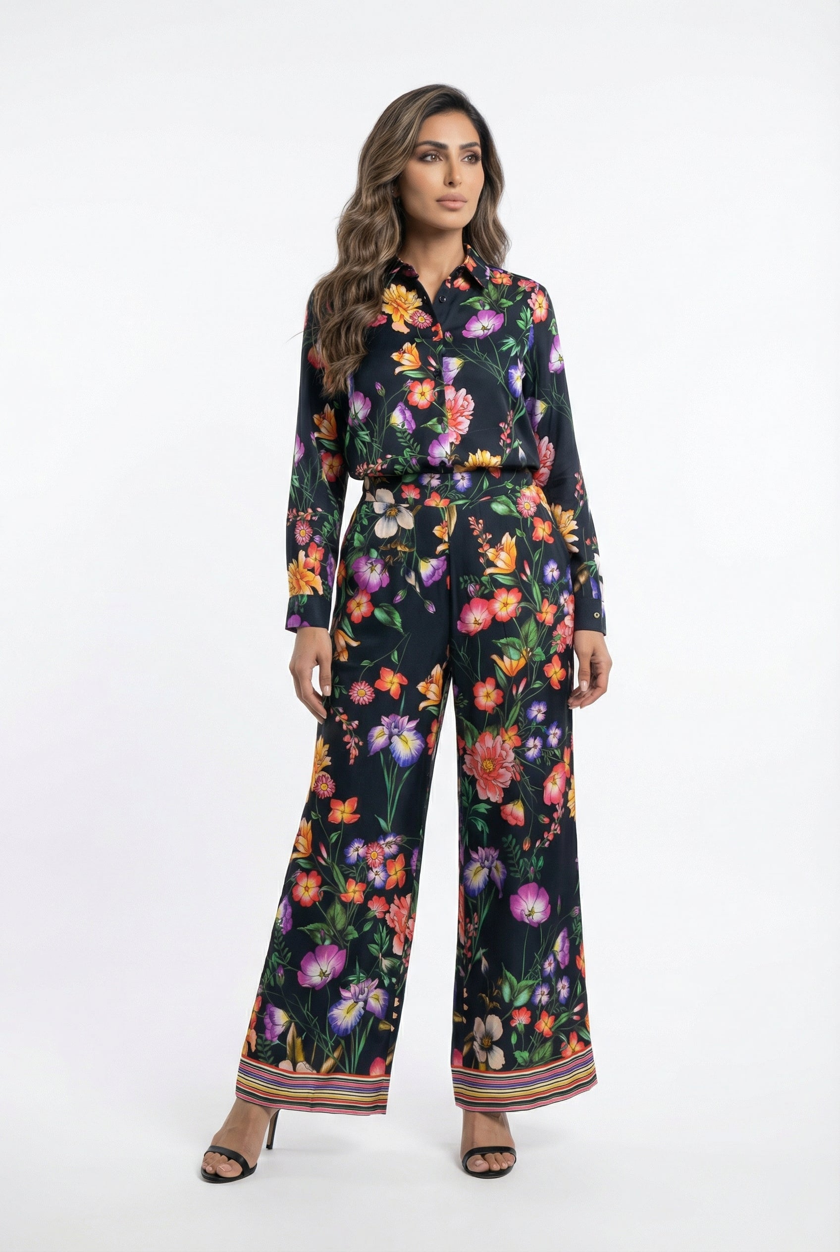 32856/32853 Floral Print Shirt and Pants Set - Brown Loft