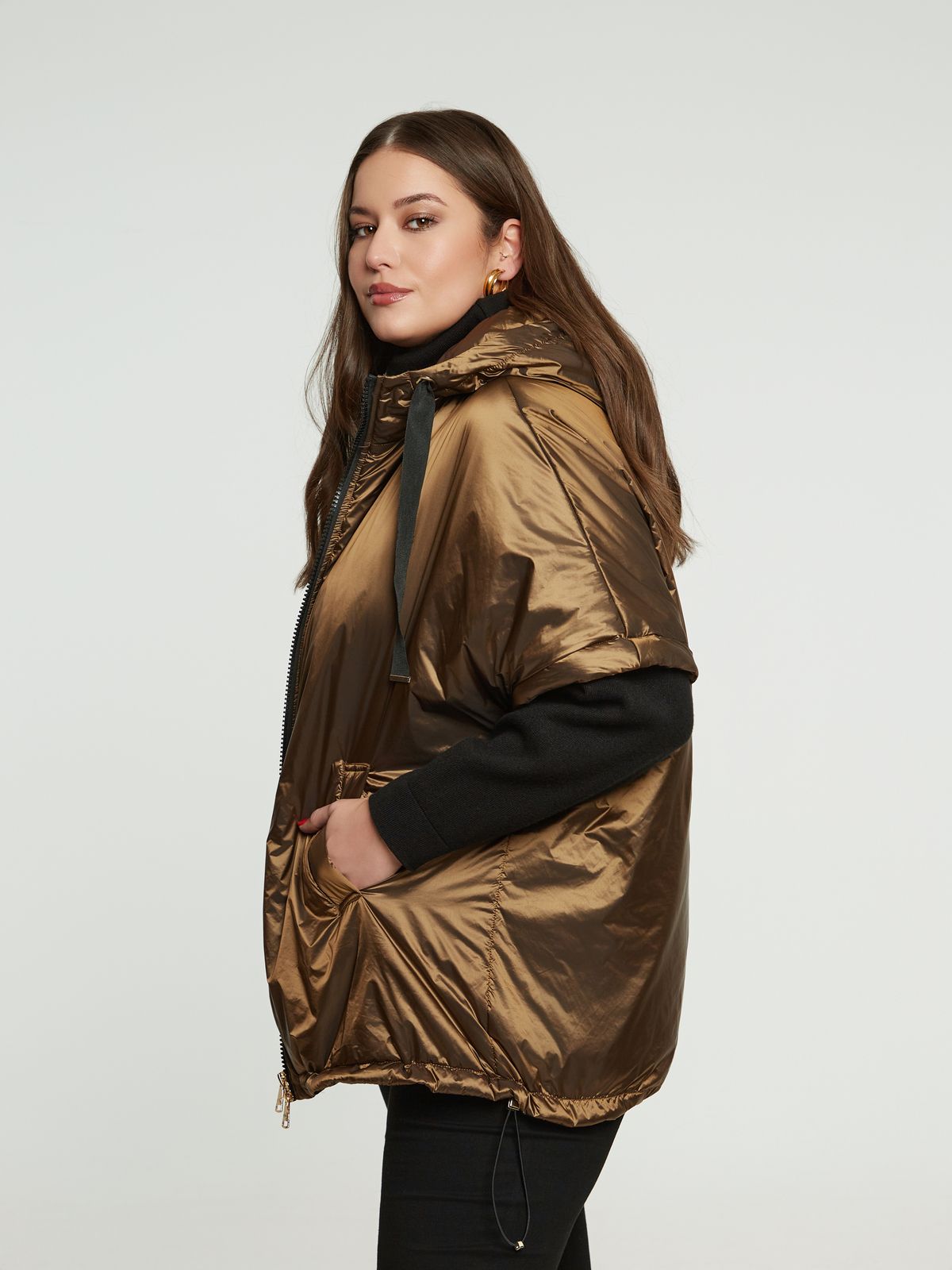 0004.4513 Relaxed Fit Hooded Puffer Jacket - Brown Loft