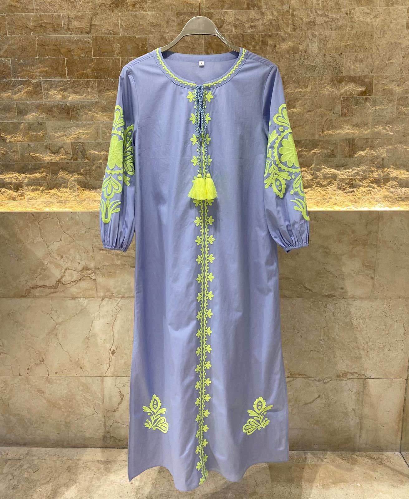 Long Kaftan Dress - AWSS-187 - Brown Loft