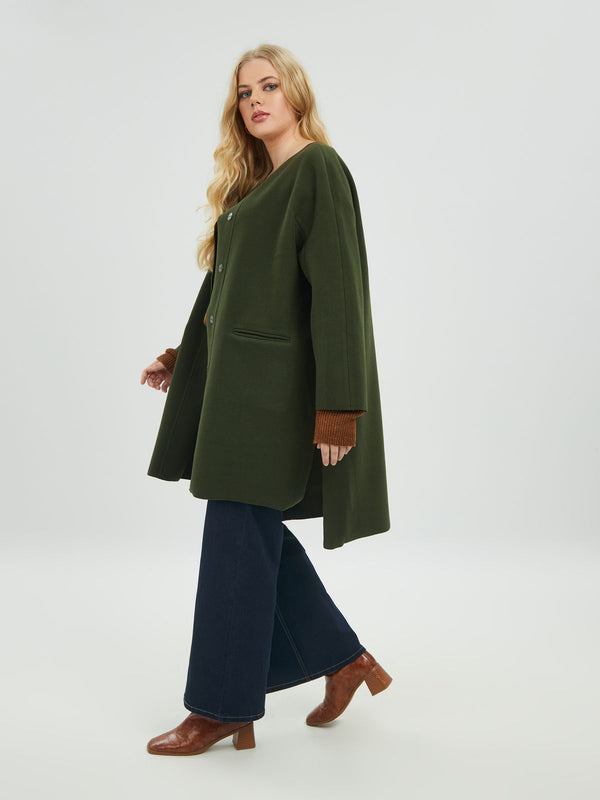 Long Back Oversized Wool Coat - 8203.4021