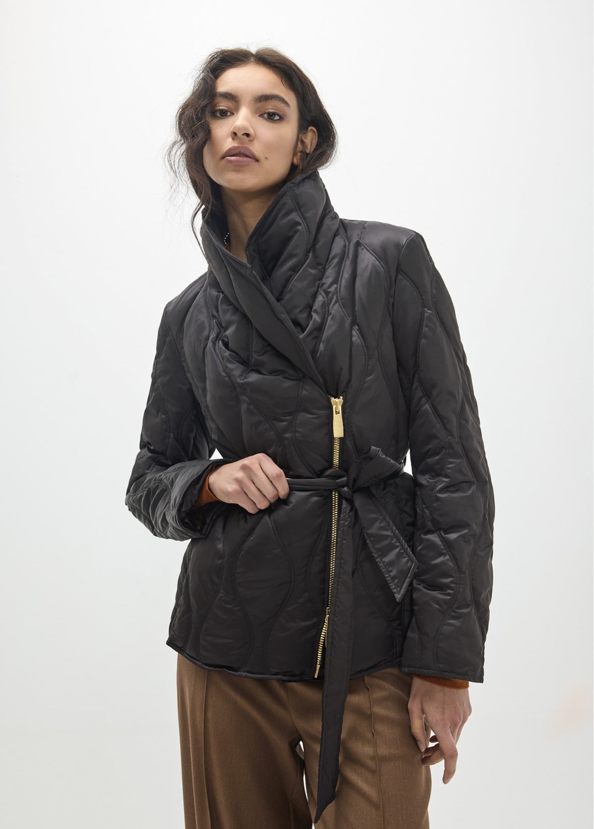 MF2601007 Shawl Collared Quilted Jacket