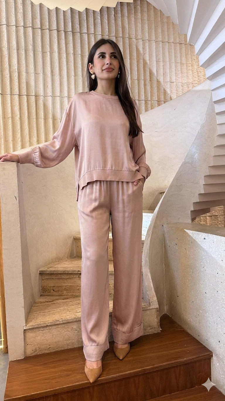 Oversized Satin Top – DB13993VS - Brown Loft