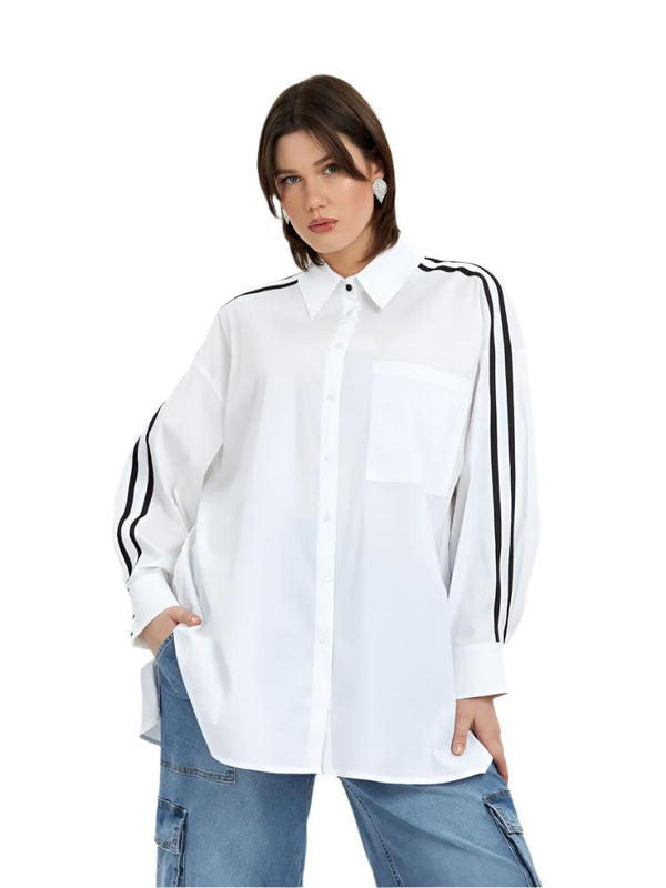 Long Back Oversized Poplin Shirt - 8201.3048