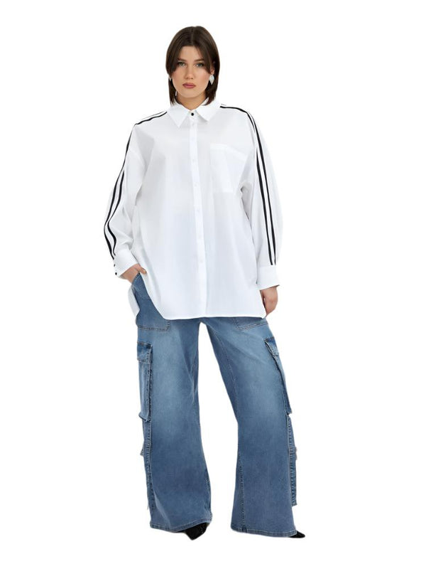 Long Back Oversized Poplin Shirt - 8201.3048