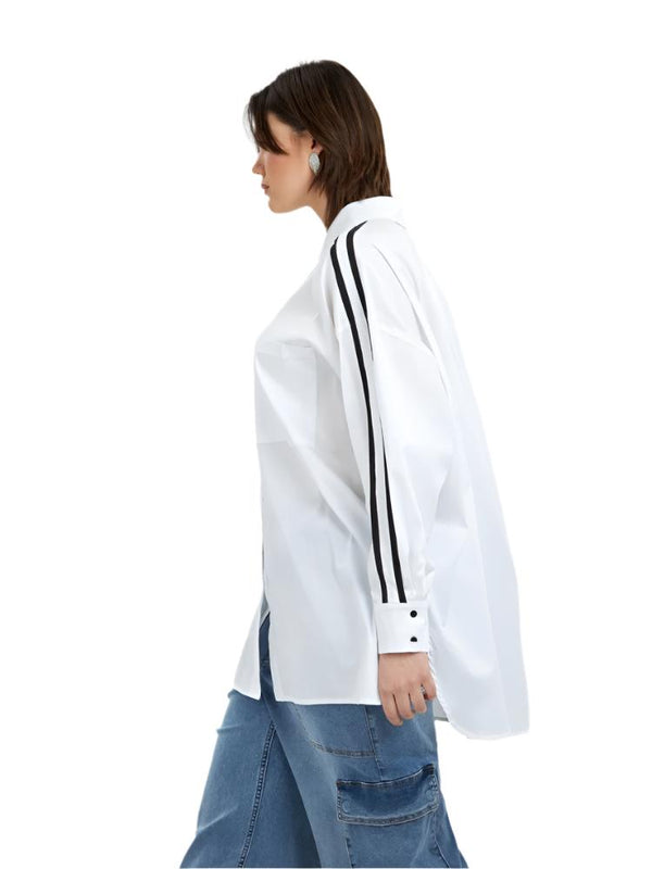 Long Back Oversized Poplin Shirt - 8201.3048