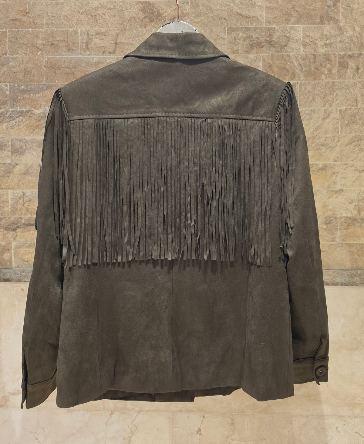 Basile Faux Suede Fringe Jacket