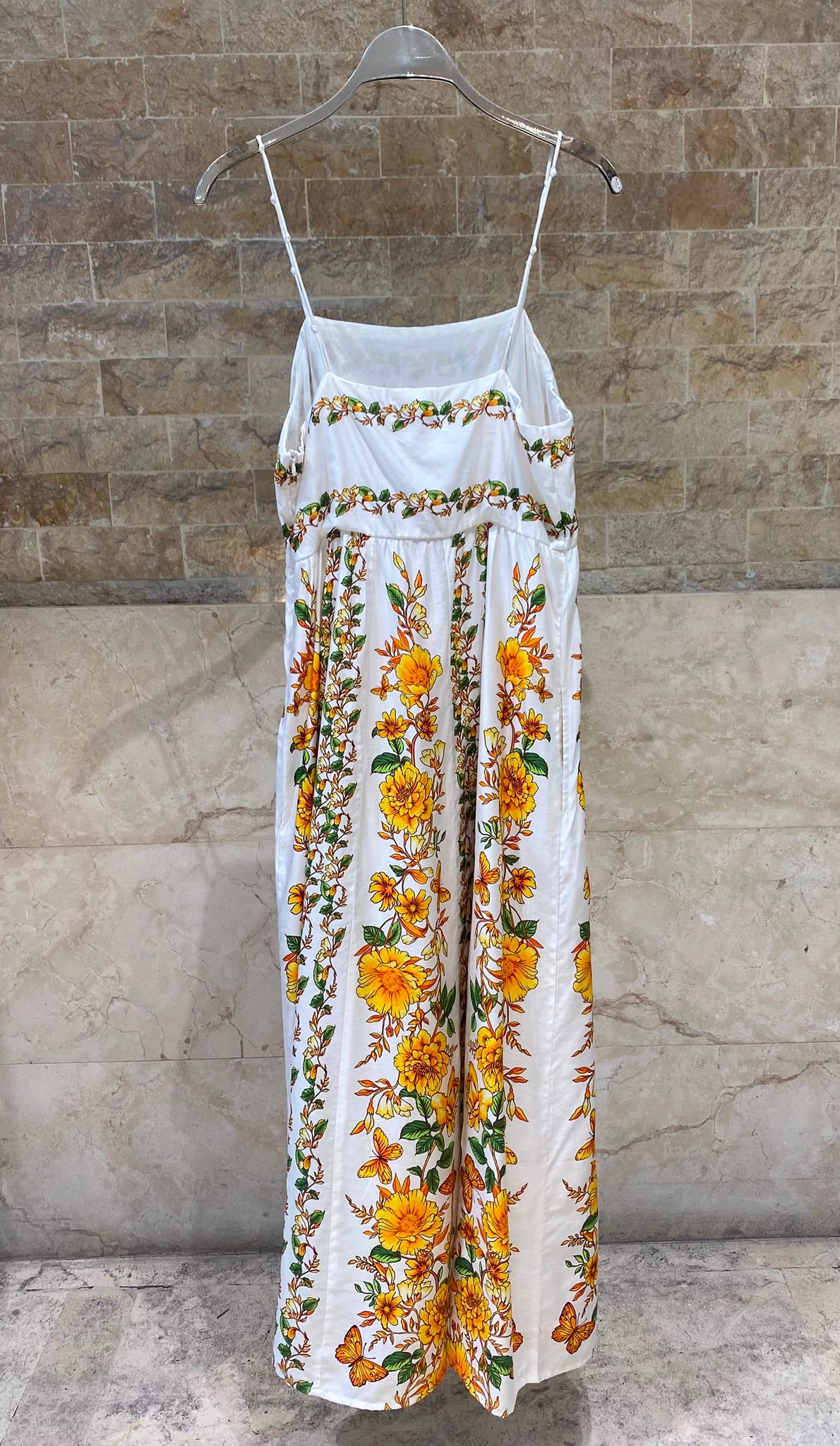 Vergara Straight Neckline Floral Print Dress