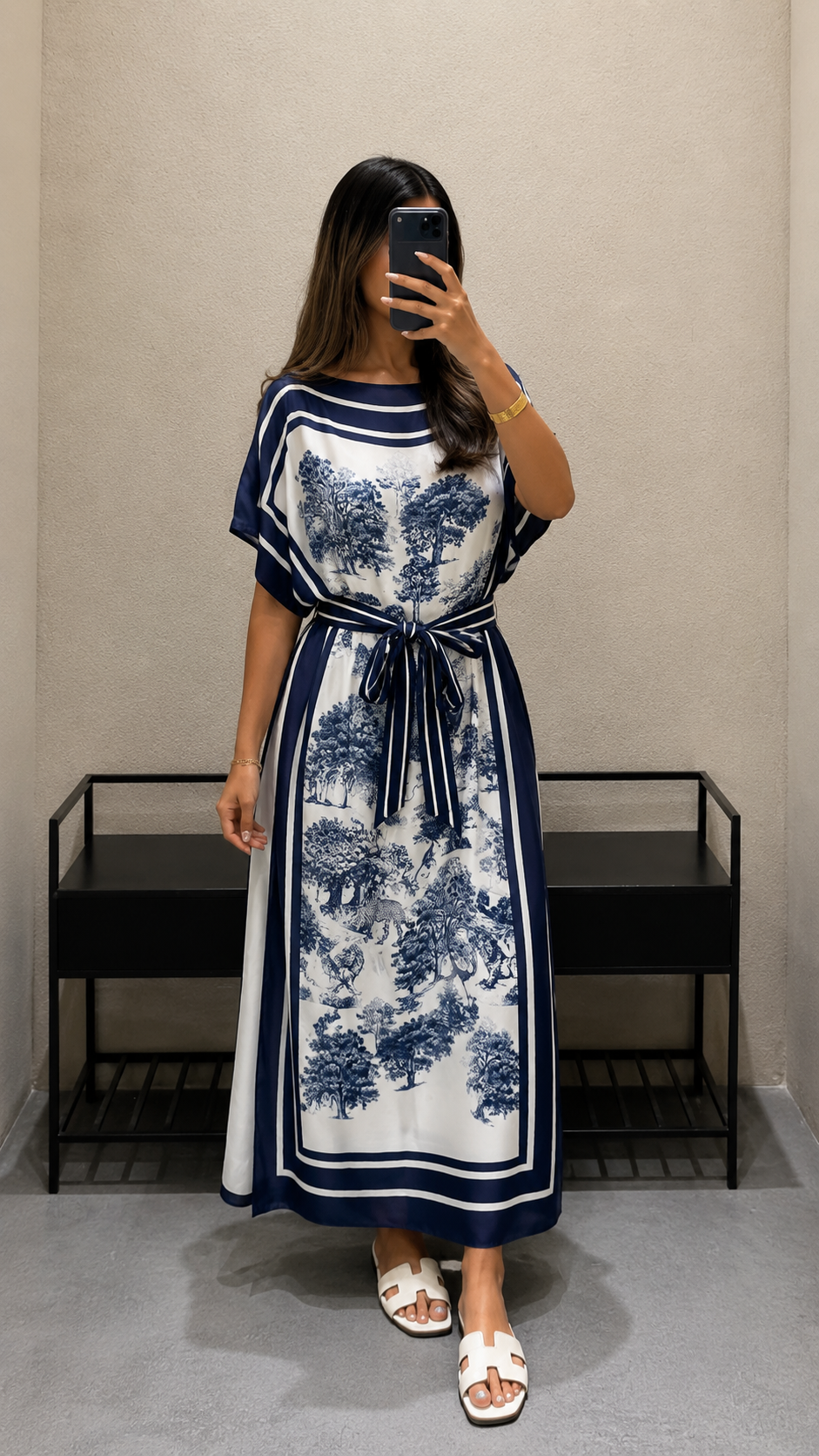 KD7850VS-2 Jungle Inspired Satin Kaftan Dress