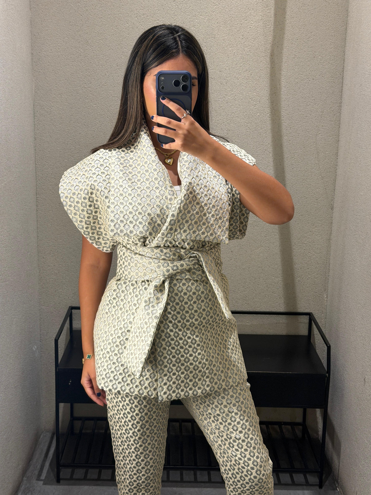 Cosme Kimono Geometric Embossed Kimono