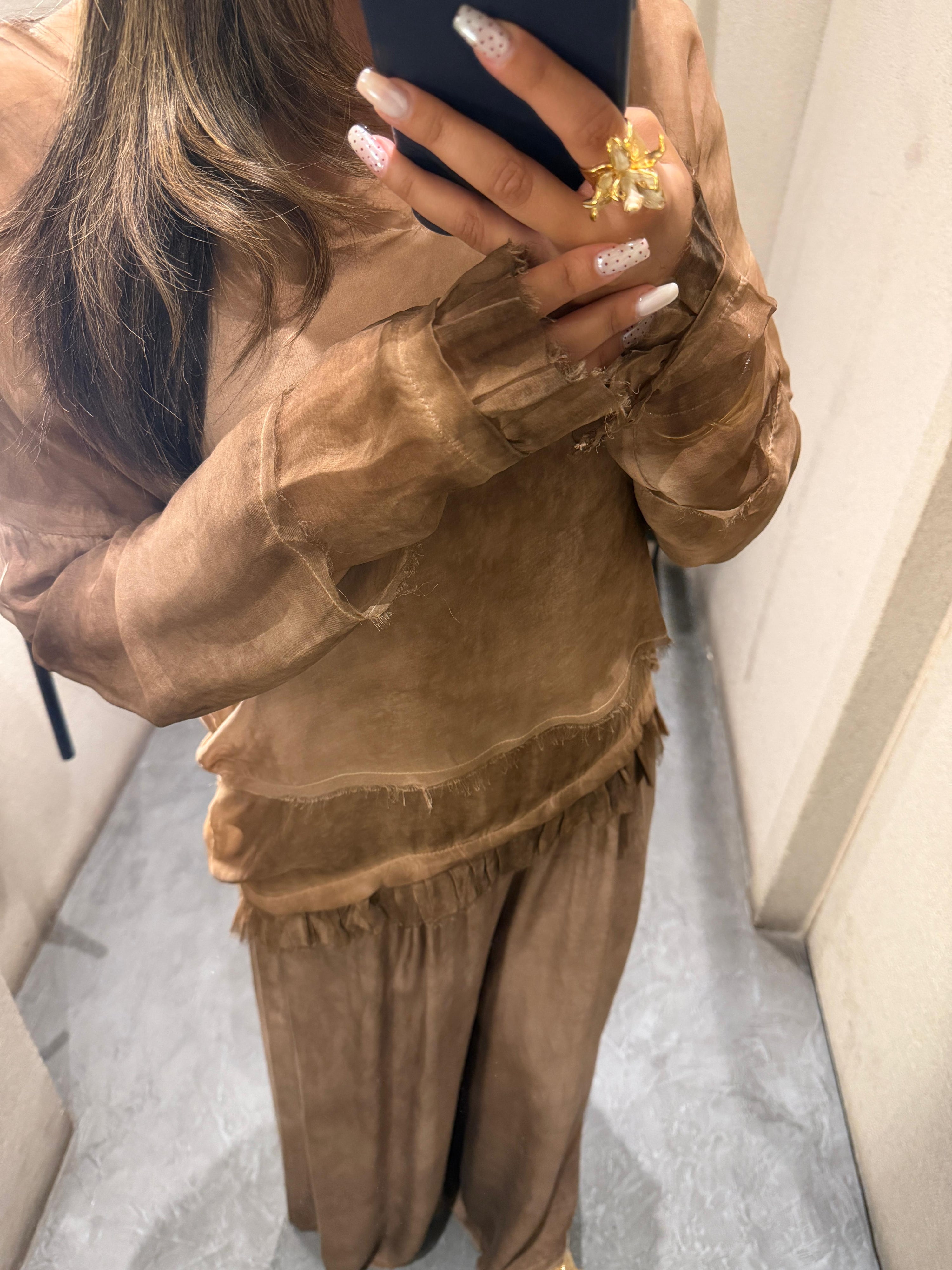 S25/S96 Semi Sheer Top and Pants بلوزة وبنطال شبه شفافين