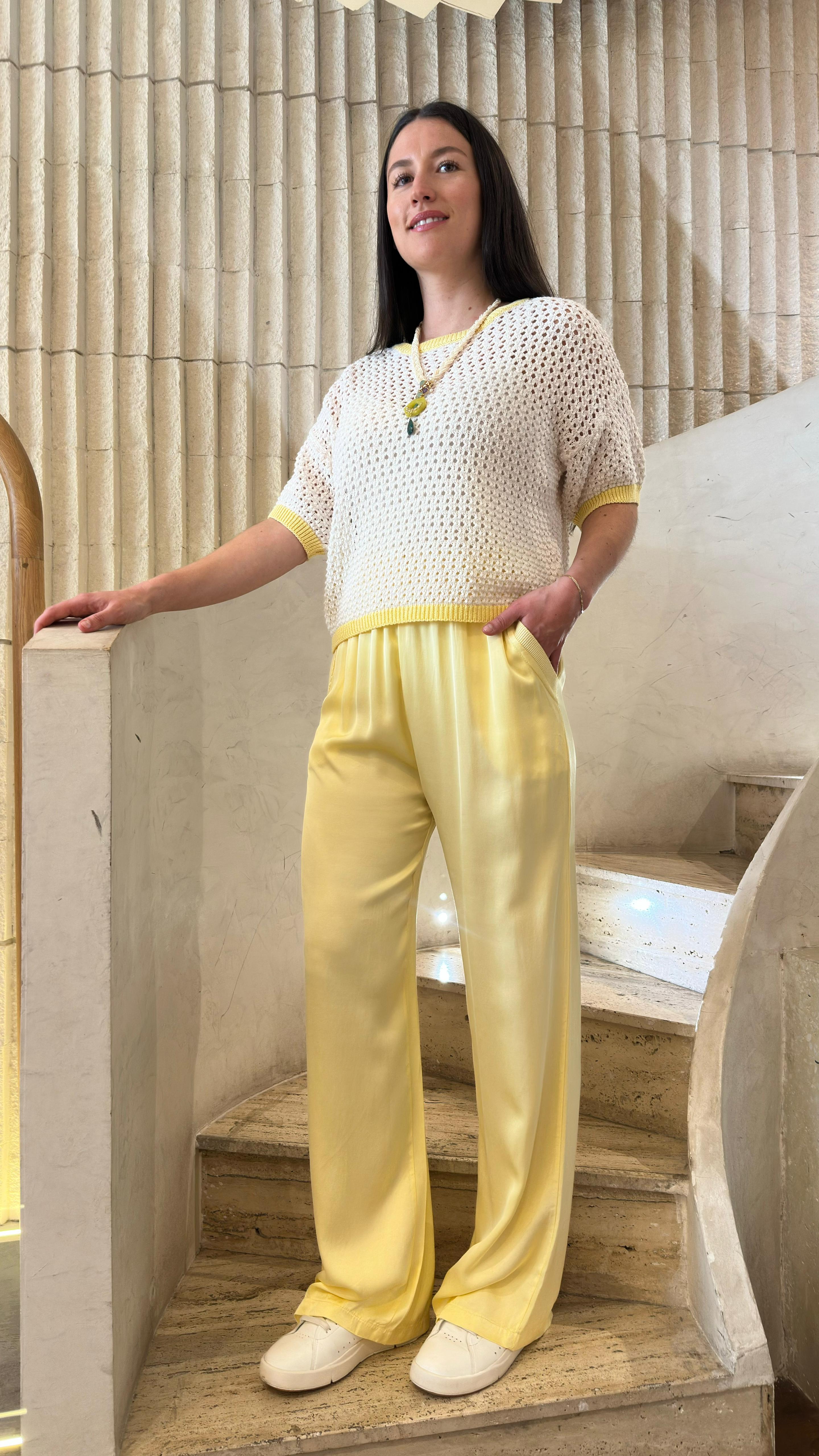 DB14570VS Wide Leg Satin Pants بنطلون ساتان واسع الساق - Brown Loft