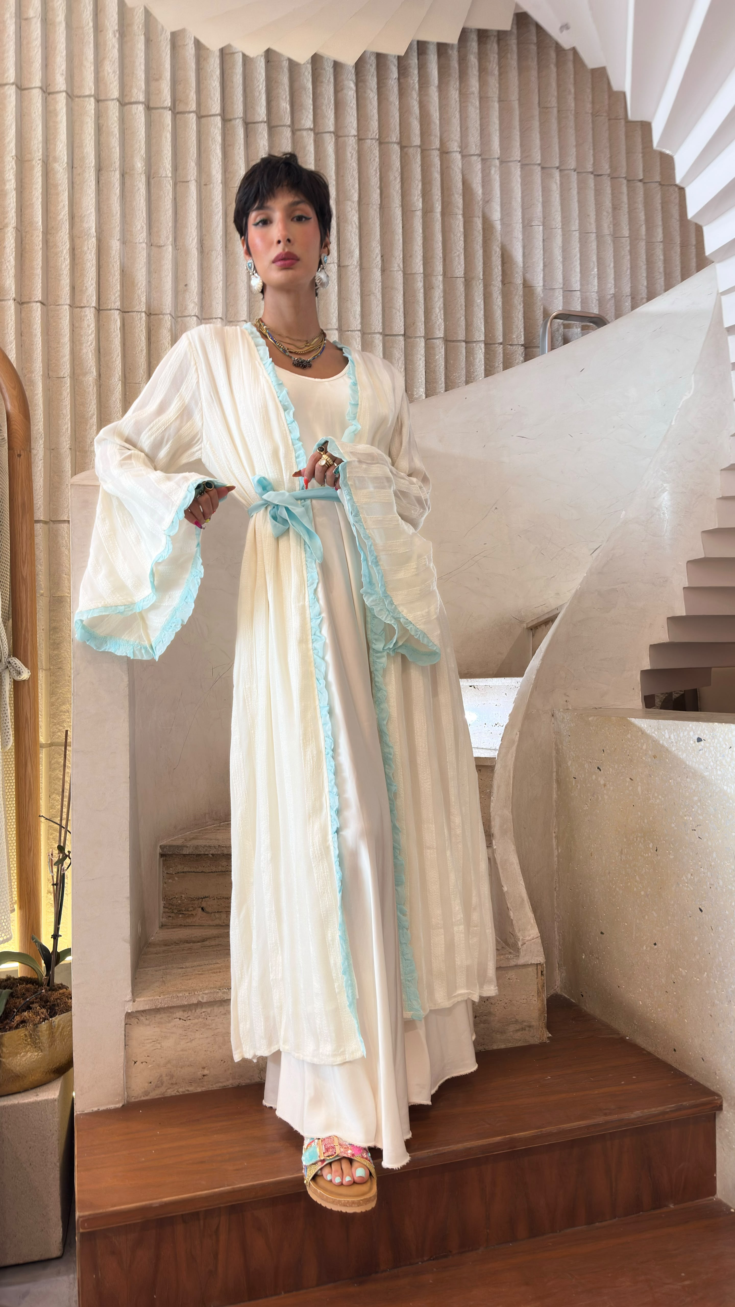 Marisma Open Textured Belted Kimono