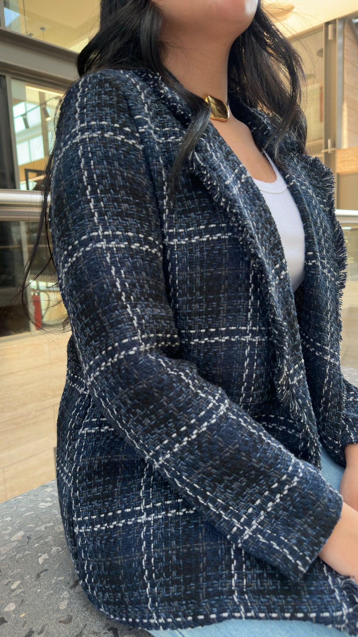 MF55008-2 Plaid Tweed Jacket