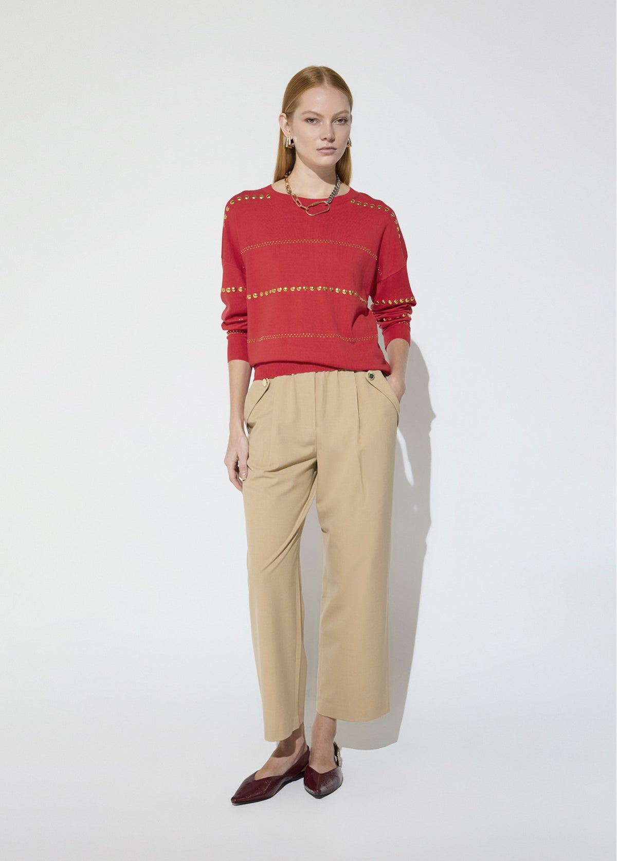 MF2611009 Striped Studded Sweater