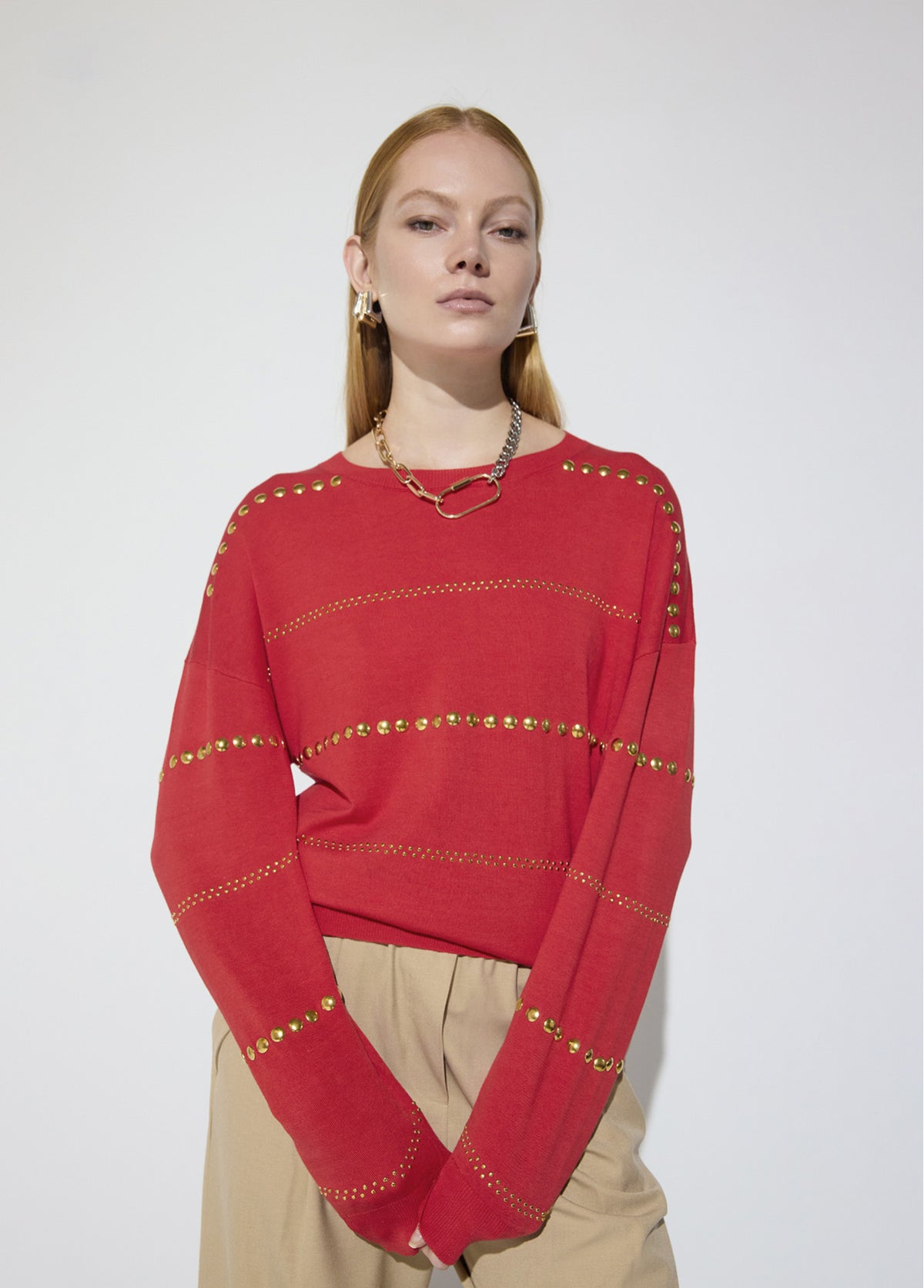 MF2611009 Striped Studded Sweater