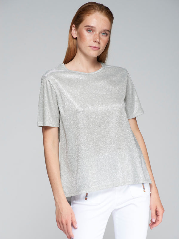 Round Neck Metallic Top - 32239
