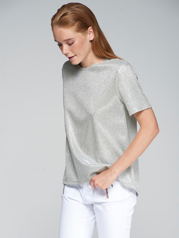 Round Neck Metallic Top - 32239