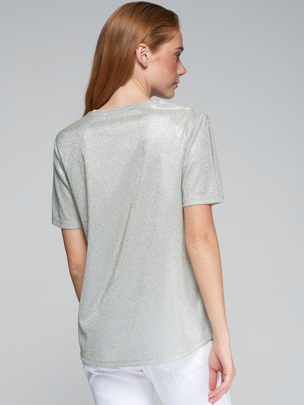 Round Neck Metallic Top - 32239
