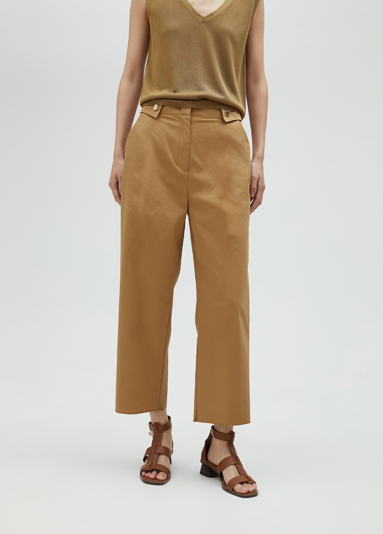MS2514018 Cropped Tailored Pants - Brown Loft