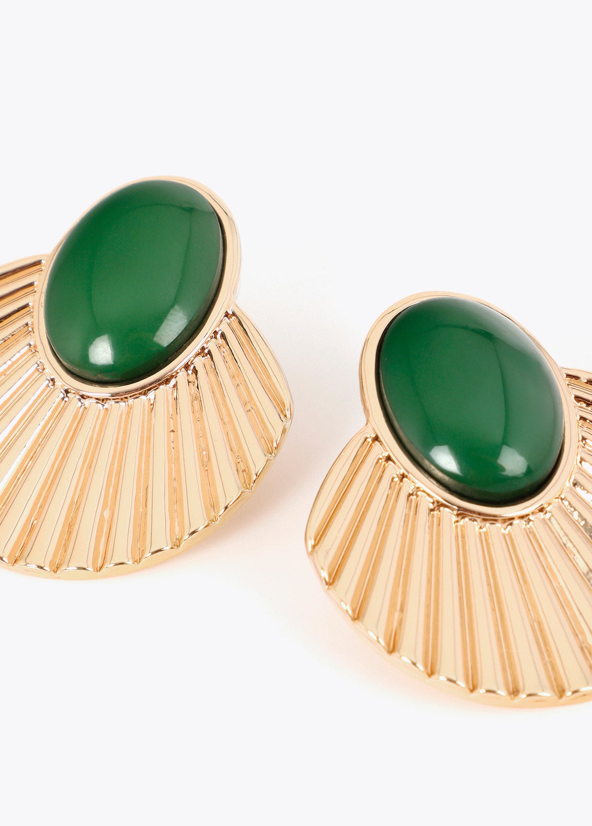 LF2603017 Fan Shaped Metallic Earrings