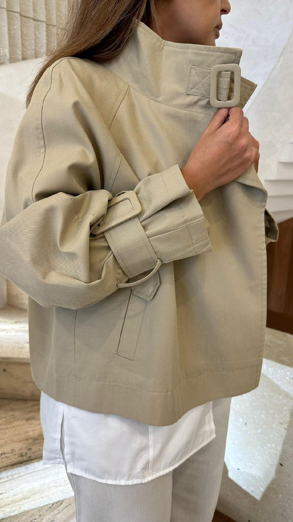 Overlay Cropped Trench Coat - COBCC6001