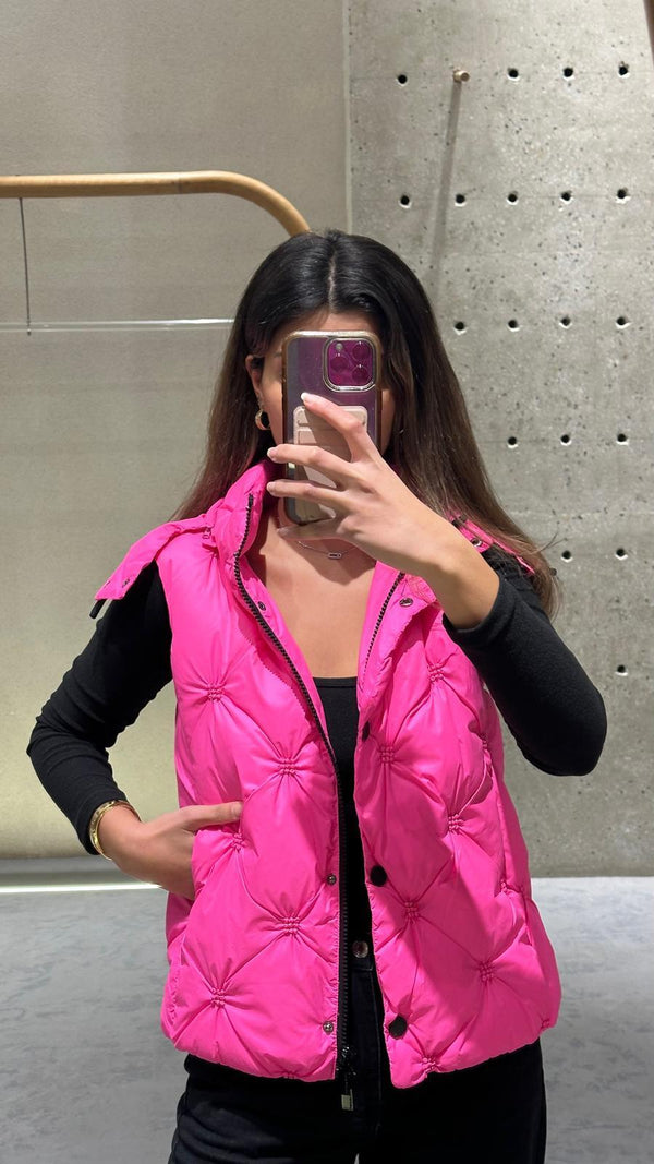 Two Way Zip Short Quilted Gilet