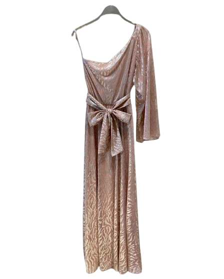 One Shoulder Animal Print Maxi Dress - 43-3411