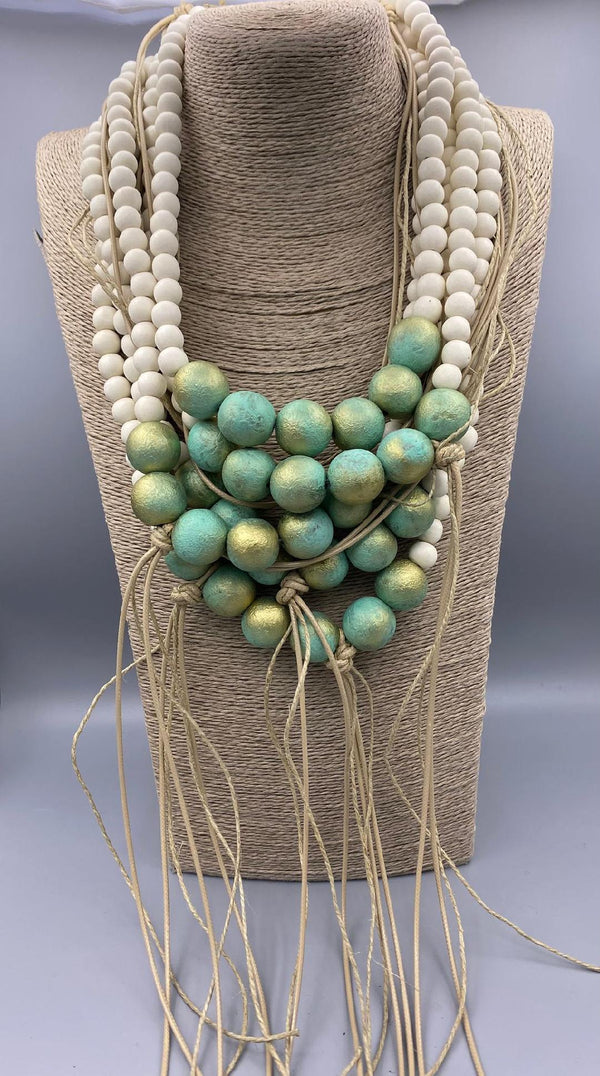 Layered White Necklace - 302644
