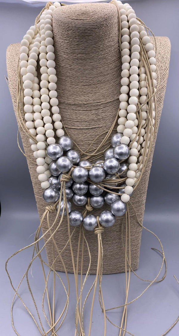 Layered White Necklace - 302644